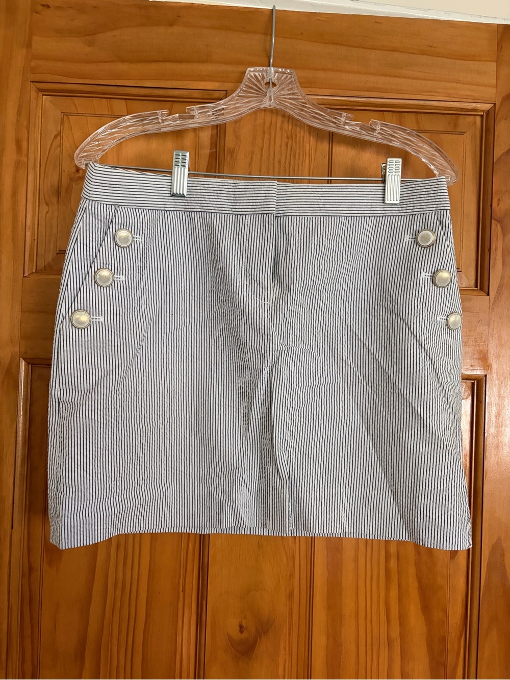 J Crew has Striped Sailor Button Mini Skirt - White & Navy